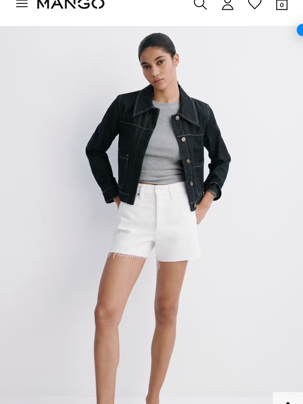 Mango White Denim Shorts with Frayed Hem - Picture 2 of 4